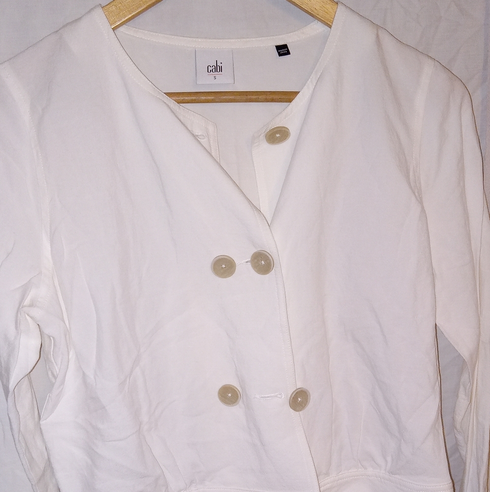 CAbi Women's White Piazza Lyocell Crop Jacket Style 5096 Size Small